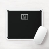 Minimalist Chic Black Monogram Double Boarder マウスパッド (マウス)
