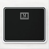 Minimalist Chic Black Monogram Double Boarder マウスパッド (正面)