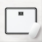 Minimalist Chic Black Monogram Double Boarder マウスパッド (マウス)