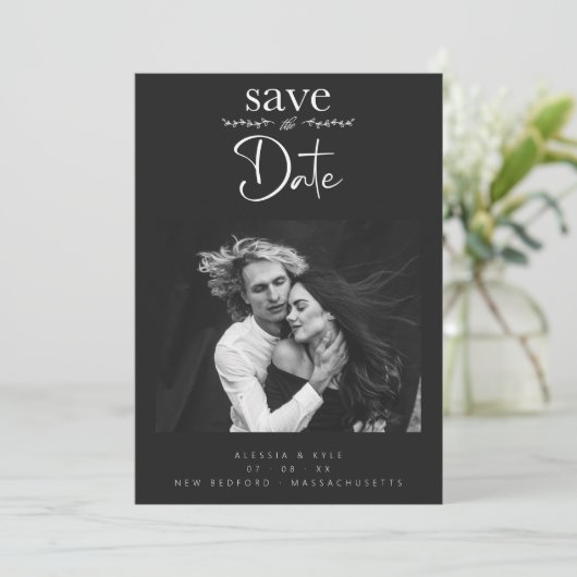 Minimalist Chic Elegant B&W Photo Couple Wedding (スタンド正面)