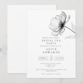Minimalist Chic Floral Bridal Shower Tea Party 招待状 (正面/裏面)