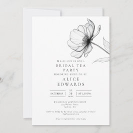 Minimalist Chic Floral Bridal Shower Tea Party 招待状