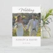 Minimalist Chic Front Photo Modern Script Wedding 招待状 (スタンド正面)