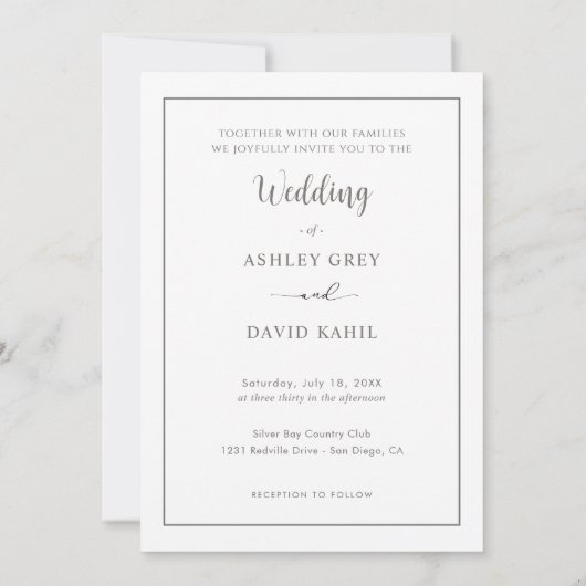 Minimalist Chic Front Photo Modern Script Wedding 招待状 (裏面)