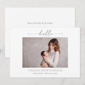 Minimalist Chic Hello Photo Baby Announcement card 招待状 (正面/裏面)