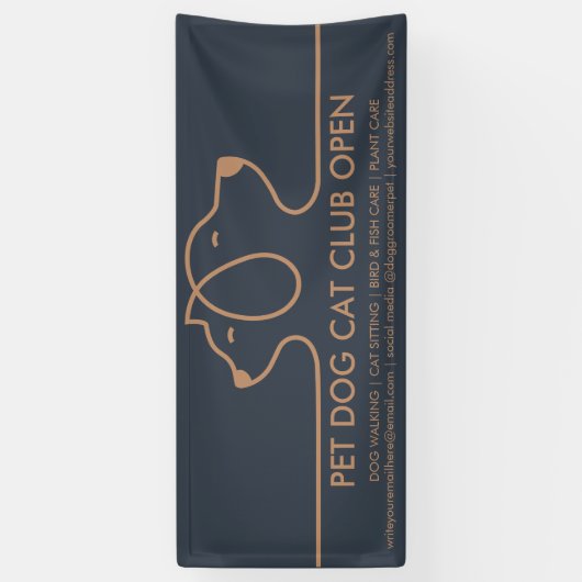 Minimalist Chic Line Dog and Cat Logo 横断幕 (縦)