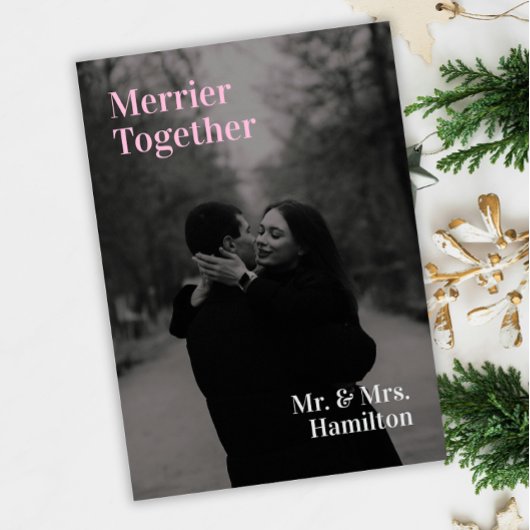 Minimalist Chic Merrier Together Photo Christmas シーズンカード