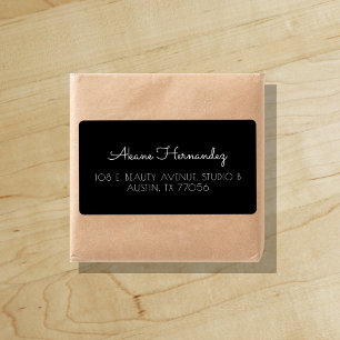 Minimalist Chic Modern Black Shipping Address ラベル