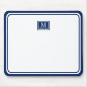 Minimalist Chic Navy Blue Monogram Double Boarder マウスパッド (正面)