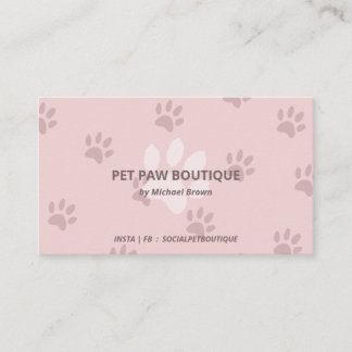 Minimalist chic pet paws dog cat vet pink 名刺