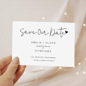 Minimalist Chic Script Heart Modern Wedding セーブザデート