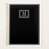 Minimalist Chic Two Boarder Monogram Name Black   プランナー手帳 (正面)