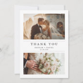 Minimalist Chic Two Photo Wedding Thank You Card サンキューカード (正面)