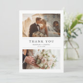 Minimalist Chic Two Photo Wedding Thank You Card サンキューカード (スタンド正面)