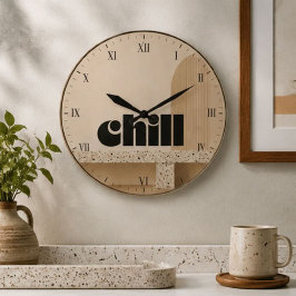 Minimalist Chill Modern Neutral Home ラージ壁時計