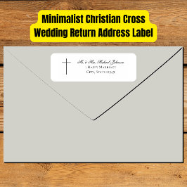 MINIMALIST Christian Cross Wedding Return Address ラベル