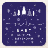 Minimalist Christmas Baby Shower スクエアペーパーコースター (正面)
