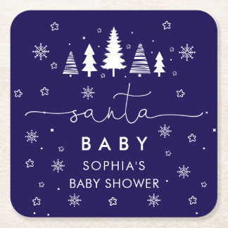Minimalist Christmas Baby Shower スクエアペーパーコースター