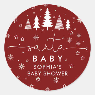 Minimalist Christmas Baby Shower Red ラウンドシール