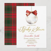 Minimalist Christmas Bauble Gold Baby Shower 招待状 (正面/裏面)