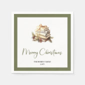 Minimalist Christmas Books Napkins Custom Family  スタンダードカクテルナプキン (正面)
