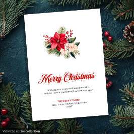 Minimalist Christmas Bouquet Holiday Greeting Card シーズンカード