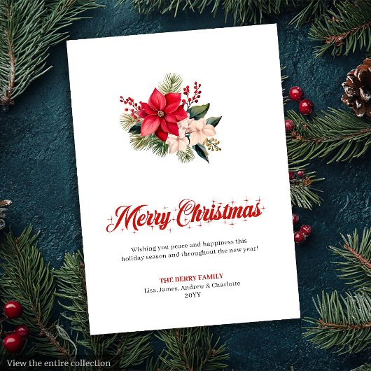 Minimalist Christmas Bouquet Holiday Greeting Card シーズンカード
