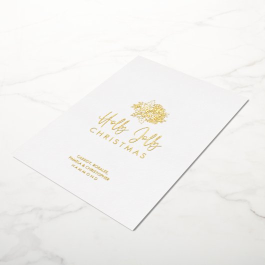 Minimalist Christmas Bouquet Script Calligraphy 箔シーズンカード (回転した状態)