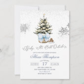 Minimalist Christmas Bow Snowflake Baby Shower 招待状 (正面)