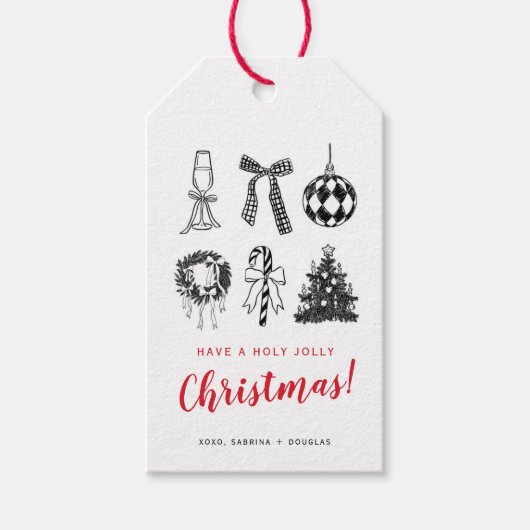 Minimalist Christmas Calligraphy Gift Tag ギフトタグ (正面)