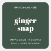 Minimalist Christmas Candle | Gingersnap  スクエアシール (正面)