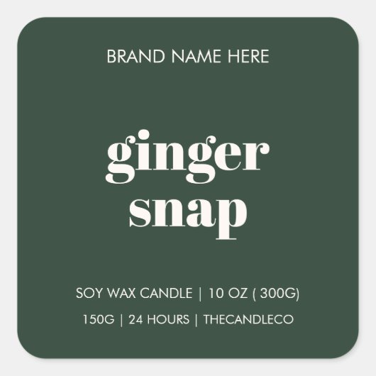 Minimalist Christmas Candle | Gingersnap スクエアシール (正面)