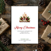 Minimalist Christmas candles rustic log greeting シーズンカード