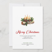 Minimalist Christmas candles wooden log card シーズンカード (正面)