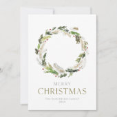 Minimalist Christmas Card with Greenery Wreath シーズンカード (正面)