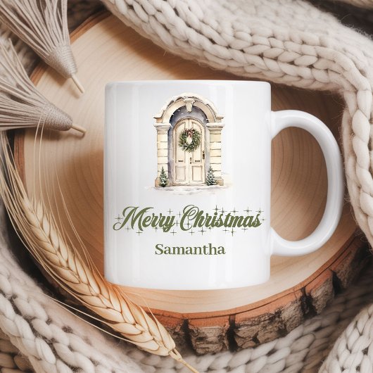 Minimalist Christmas Coffee Mug Custom Name コーヒーマグカップ