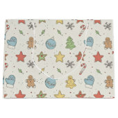 Minimalist Christmas Cookie Doodles ラージペーパーバッグ (正面)