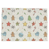 Minimalist Christmas Cookie Doodles ラージペーパーバッグ (裏面)