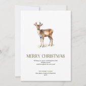 Minimalist Christmas Deer Neutral Script Holiday シーズンカード (正面)