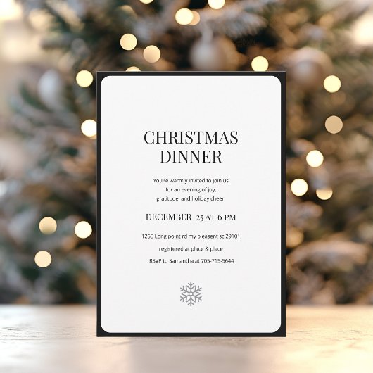Minimalist Christmas Dinner Elegant Holiday Party 招待状