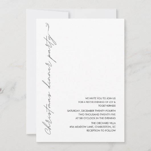 Minimalist Christmas Dinner Party 招待状 (正面)