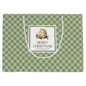 Minimalist Christmas Gift Bag Neutral Pastel Desig ラージペーパーバッグ (正面)