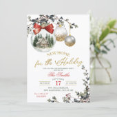 Minimalist Christmas Ornament Housewarming Party 招待状 (スタンド正面)