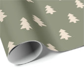 Minimalist Christmas Pine Tree Neutral Boho Winter ラッピングペーパー (ロールコーナー)