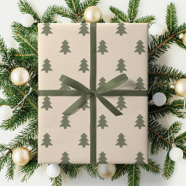 Minimalist Christmas Pine Tree Neutral Boho Winter ラッピングペーパー