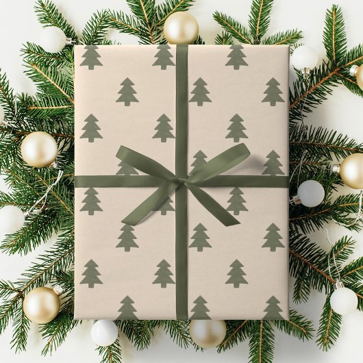 Minimalist Christmas Pine Tree Neutral Boho Winter ラッピングペーパー