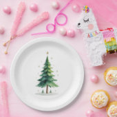 Minimalist Christmas Pine Tree Plate – Holiday Din ペーパープレート (パーティー)