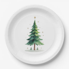 Minimalist Christmas Pine Tree Plate – Holiday Din ペーパープレート