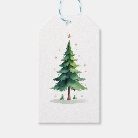 Minimalist Christmas Pine Tree Stickers – Holiday ギフトタグ (正面)
