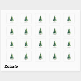Minimalist Christmas Pine Tree Stickers – Holiday  スクエアシール